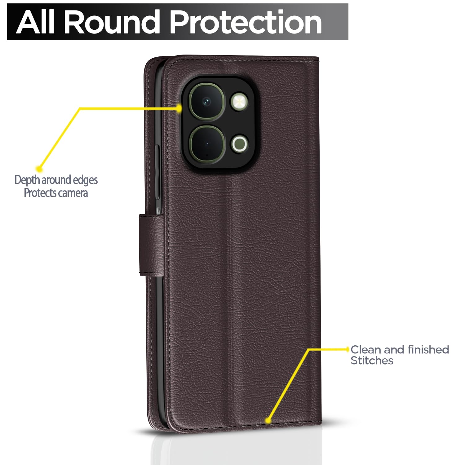 Vivo T5x/Y51 Pro/iQOO Z11x 5G Wallet flip case in coffee by Pikkme – photo 4