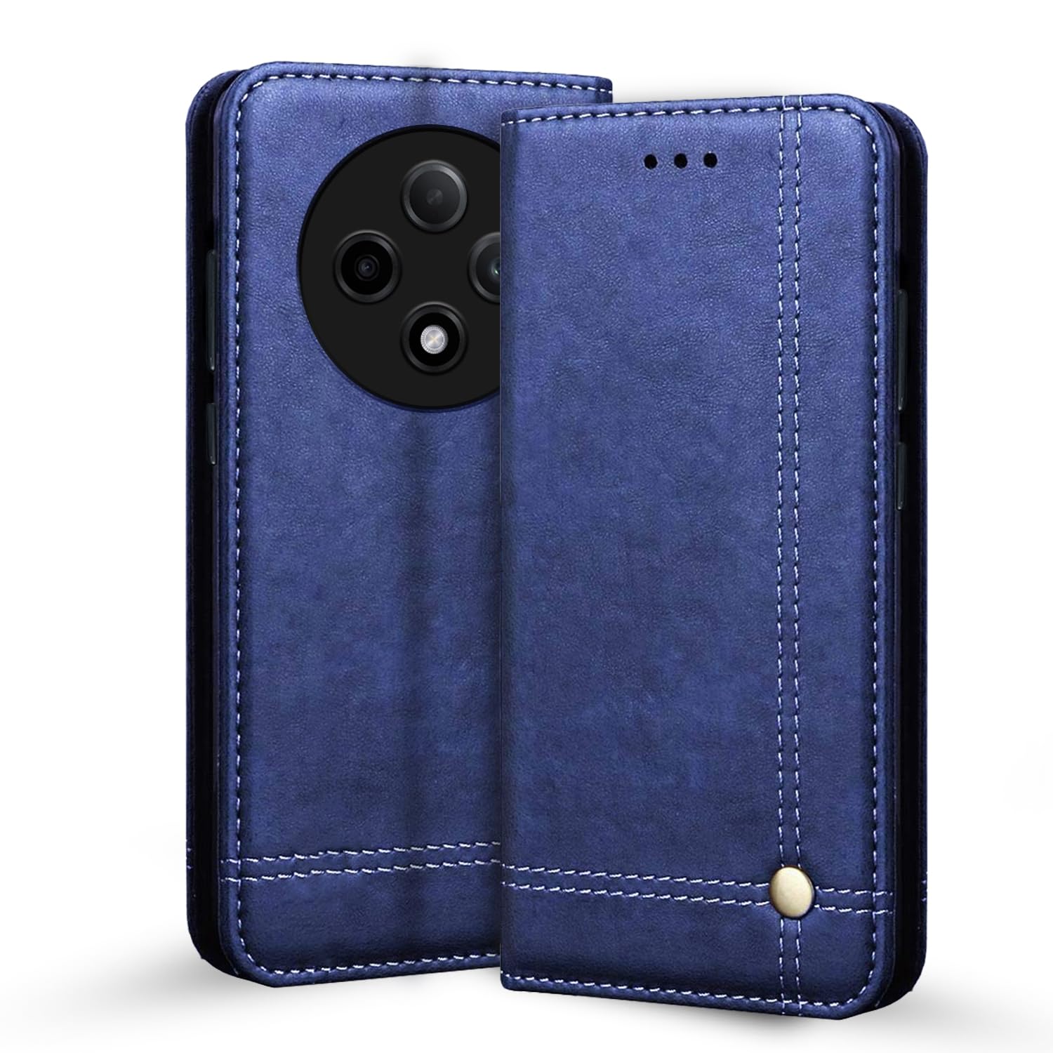 Pikkme Oppo F27 5G Premium Leather Magnet Flip Cover (Blue)