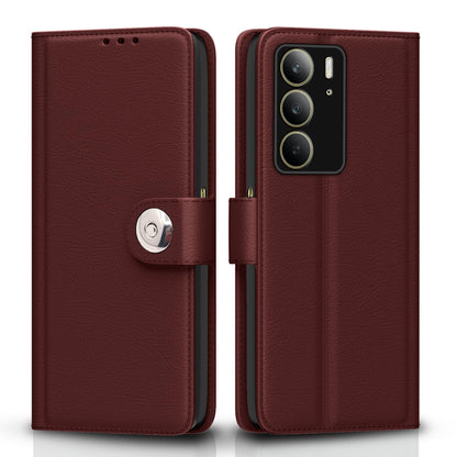 Realme C75 wallet flip cover in brown by Pikkme