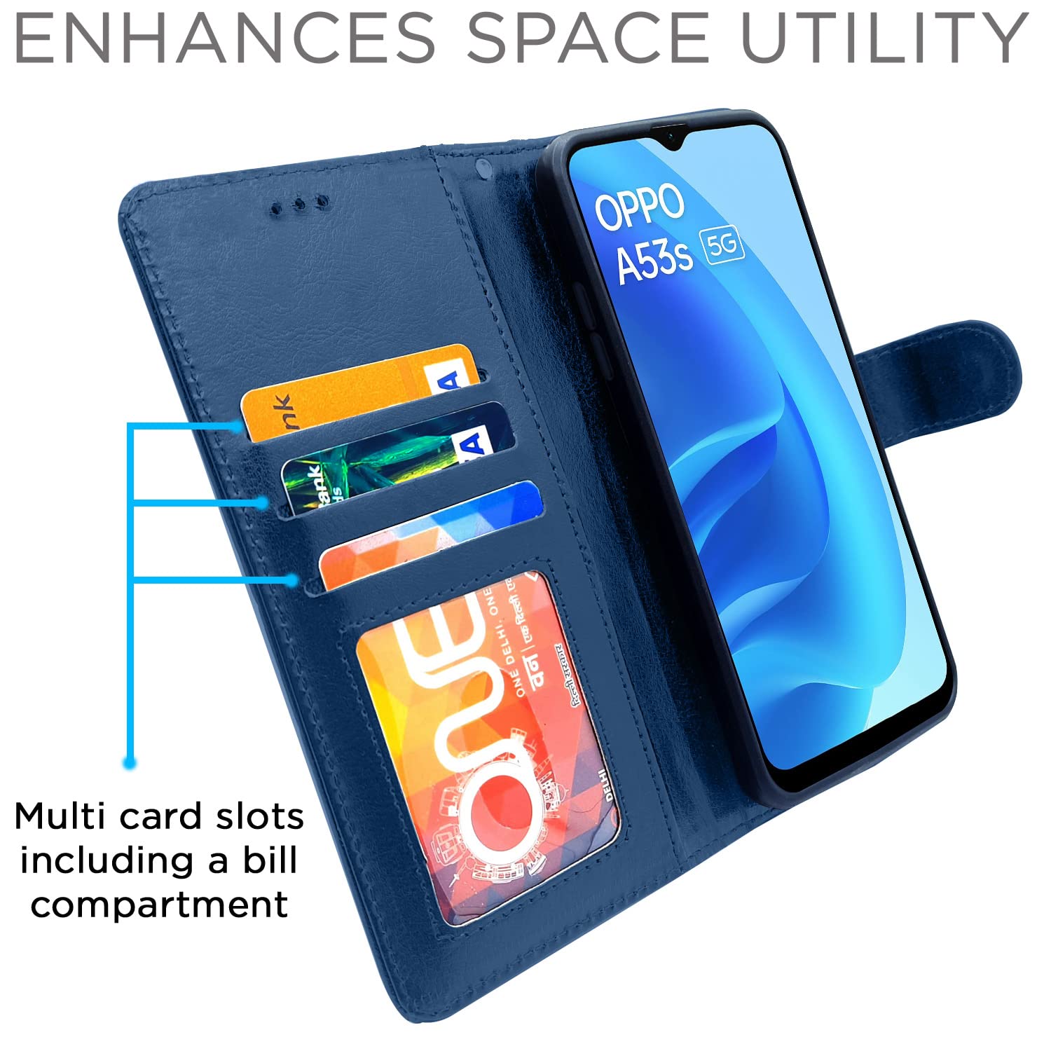 Blue mobile flip cover for Oppo A53s 5G – Pikkme – photo 3