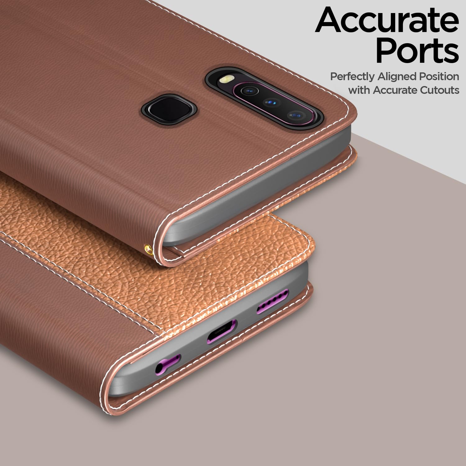 Pikkme Vivo Y12/Y15/Y17/U10 tan flip case – photo 2