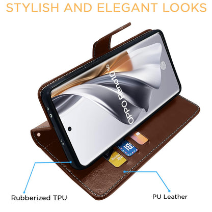 Oppo Reno 10 5G wallet flip cover in brown & coffee by Pikkme – photo 5
