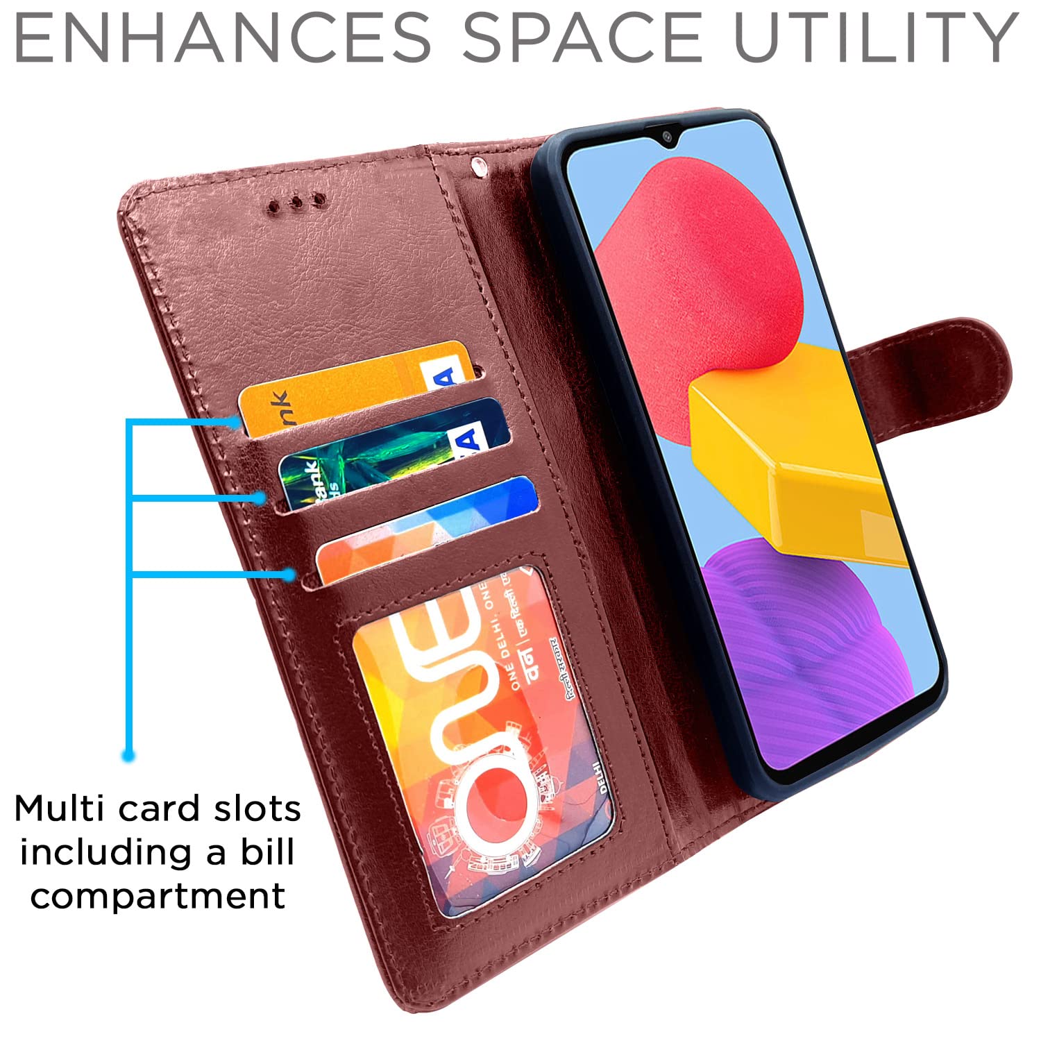 Pikkme Samsung Galaxy F13 Vintage Flip Cover (Brown)