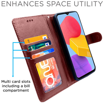 Pikkme Samsung Galaxy F13 Vintage Flip Cover (Brown)
