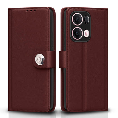 Brown Button flip case for Oppo Reno 13 Pro 5G – Pikkme