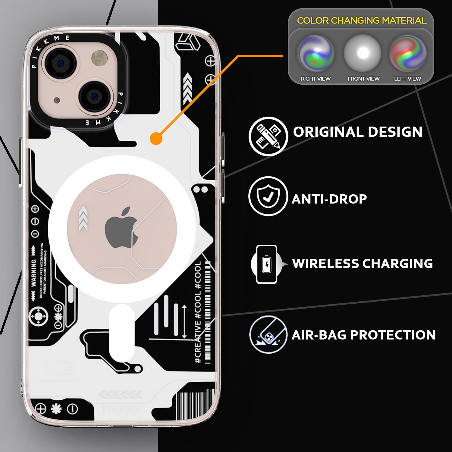 Pikkme iPhone 13 Printmagsafe Back Cover (Black)