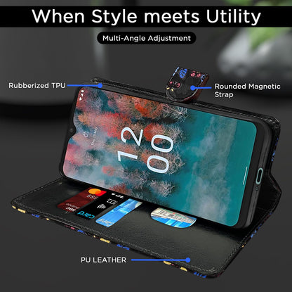 Black flower Wallet wallet flip cover for Nokia C12/C12 Pro – Pikkme – photo 5