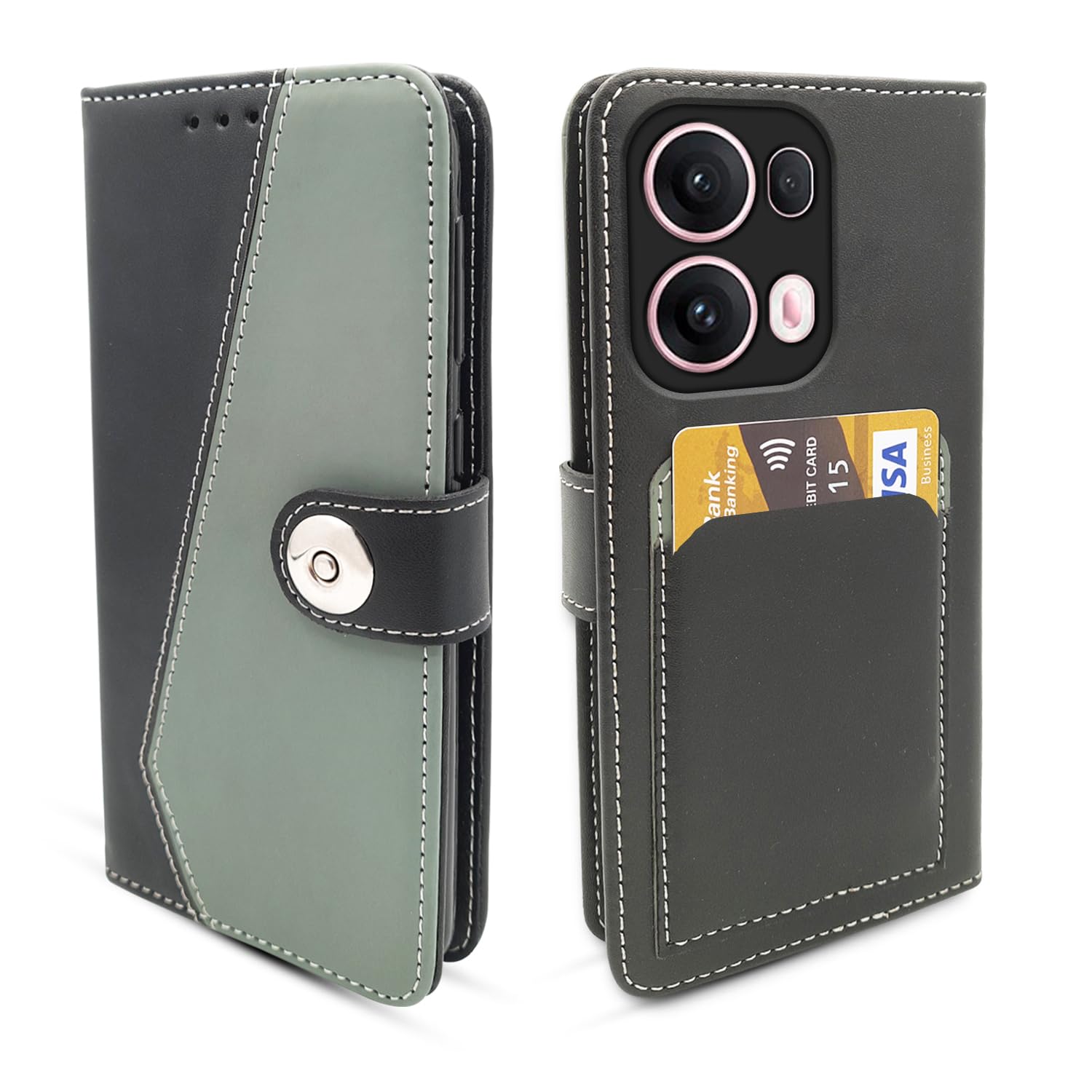 Pikkme grey wallet flip cover for Oppo Reno 13 Pro 5G