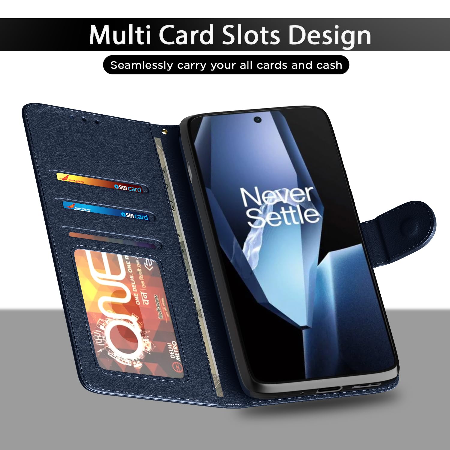 OnePlus 13R 5G wallet flip cover in blue by Pikkme – photo 5