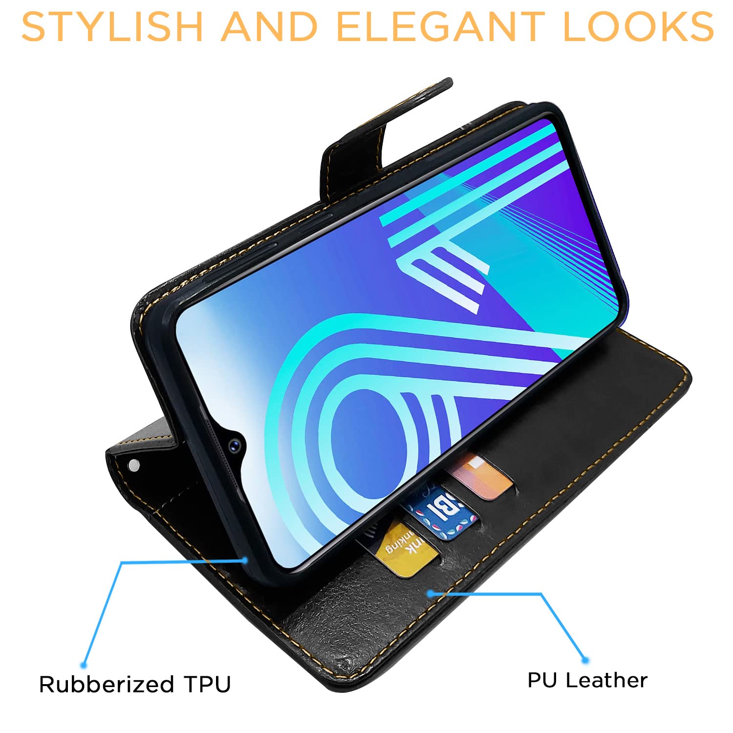 Pikkme Vivo Y91/Y93/Y95 black & brown wallet flip cover – photo 5