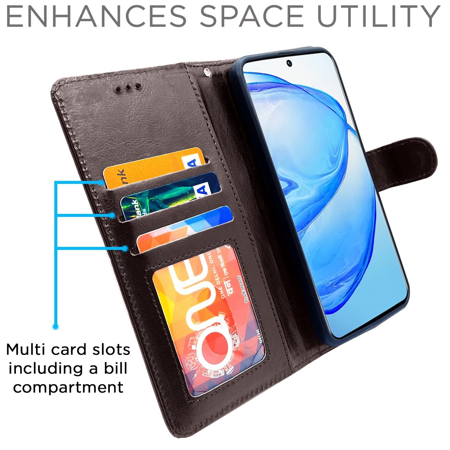 Vivo V25 Pro 5G Wallet flip case in coffee by Pikkme – photo 2