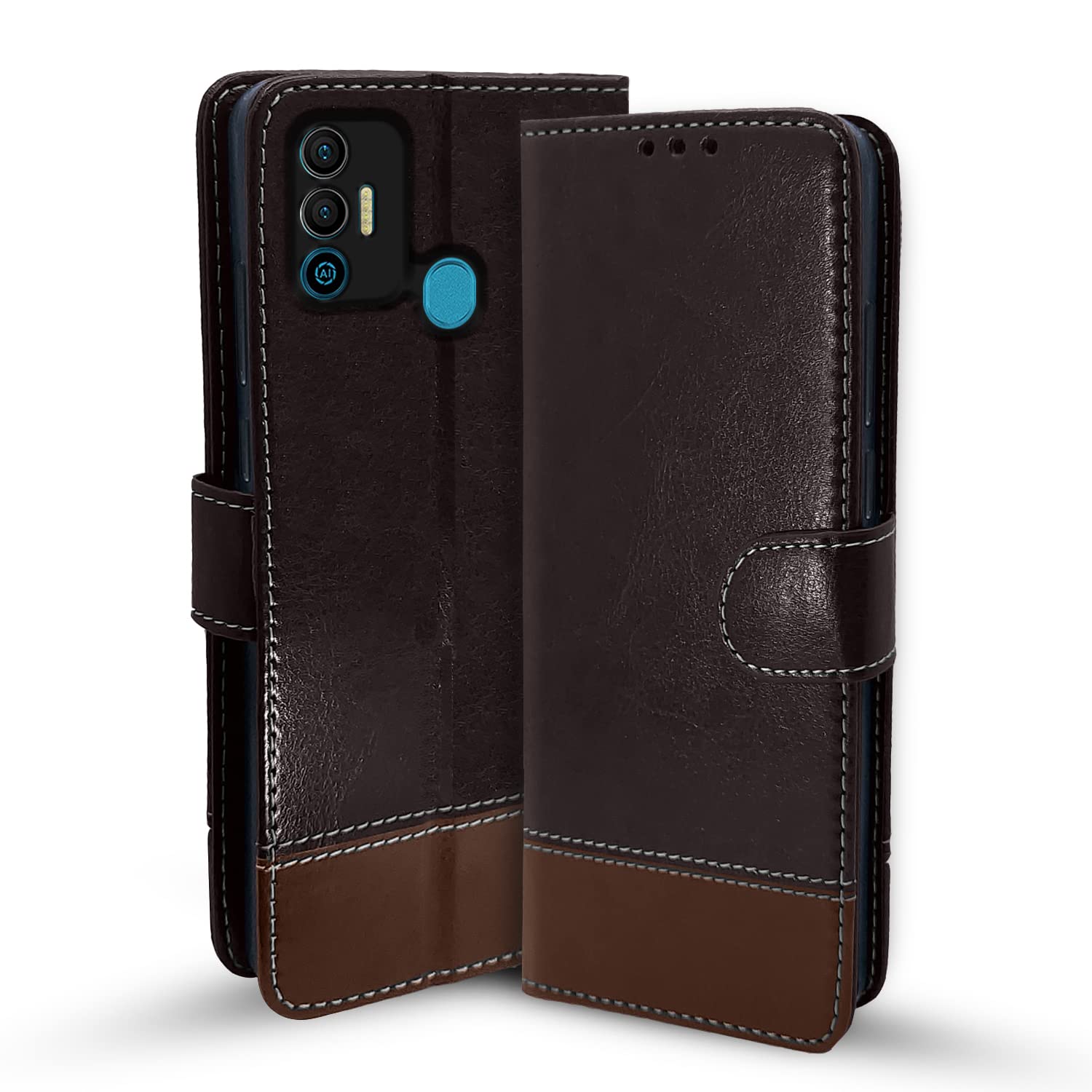 Coffee & brown Magnetic flip case for Tecno Spark 7/7T – Pikkme