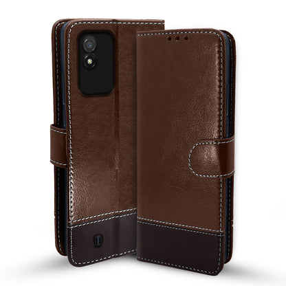 Realme Narzo 50i wallet flip cover in brown & coffee by Pikkme