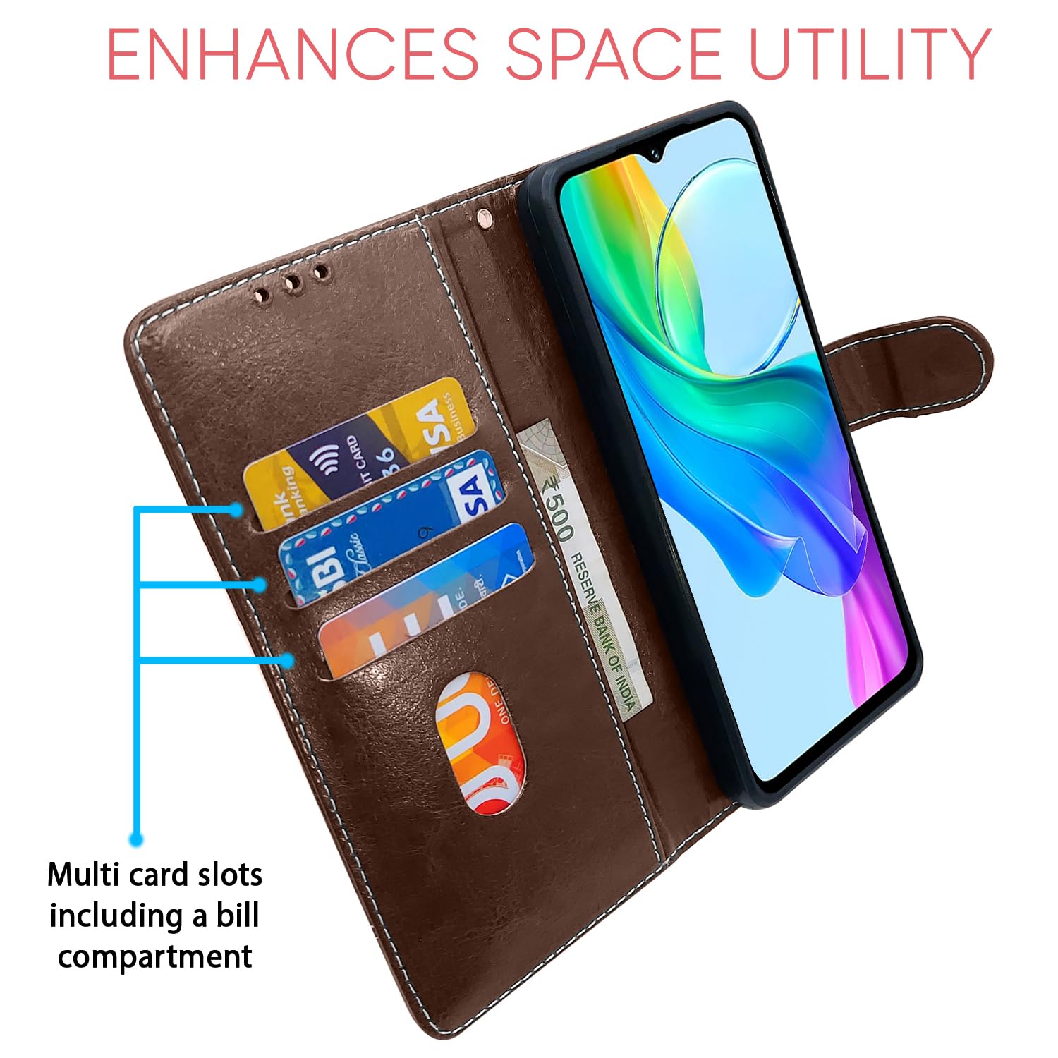 Pikkme Vivo Y03 4G Magnetic brown & coffee flip cover – photo 4