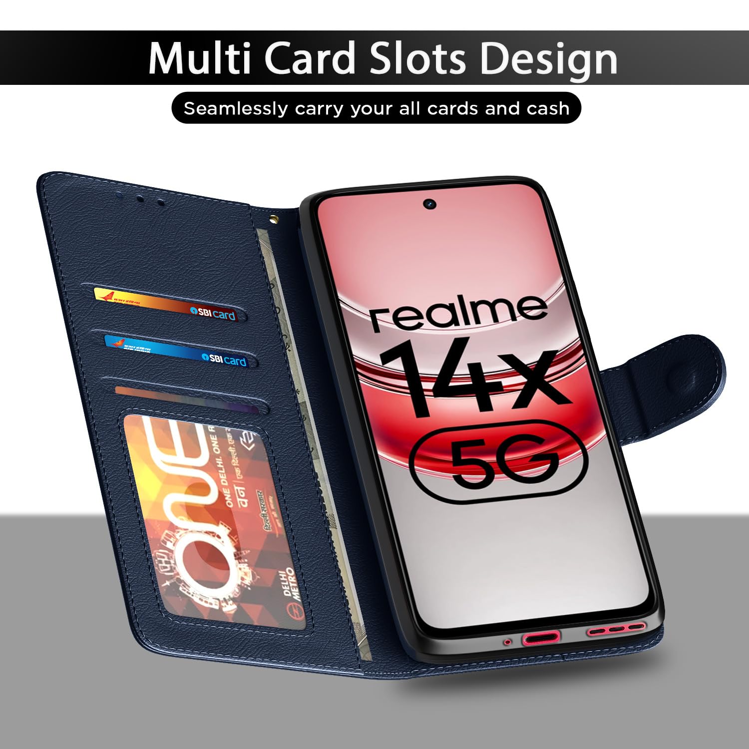 Pikkme Realme Narzo 80x/P3x/14X 5G Wallet blue flip cover – photo 5