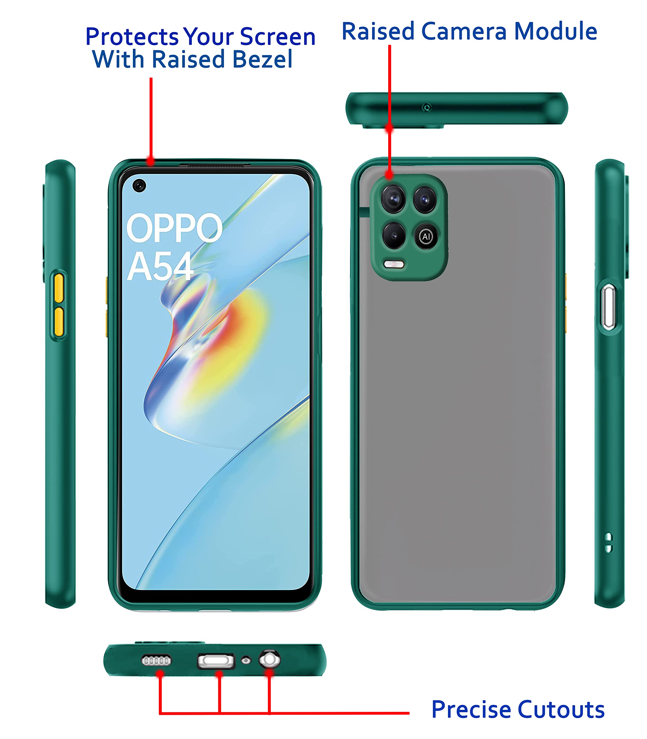 Oppo A54 back cover in green by Pikkme – photo 3