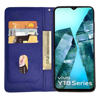 Pikkme Vivo Y18 4G Magnet Flip Cover (Blue)