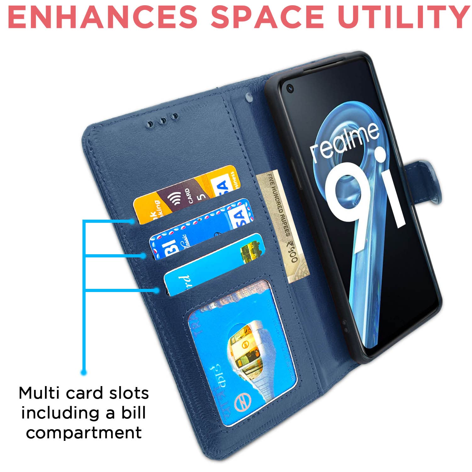 Pikkme Realme 9i blue mobile flip cover – photo 3