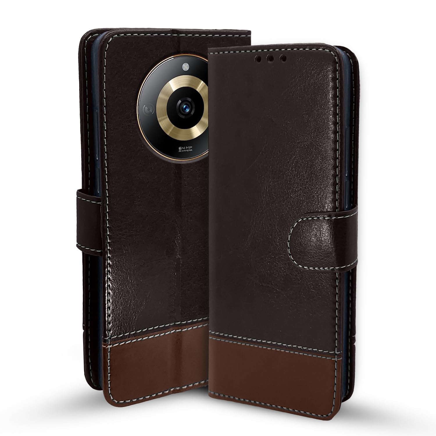 Pikkme Realme Narzo 60 5G Magnetic coffee & brown wallet flip cover