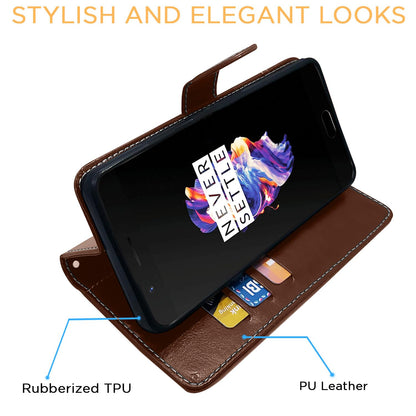 OnePlus 5 Magnetic flip case in brown & coffee by Pikkme – photo 5