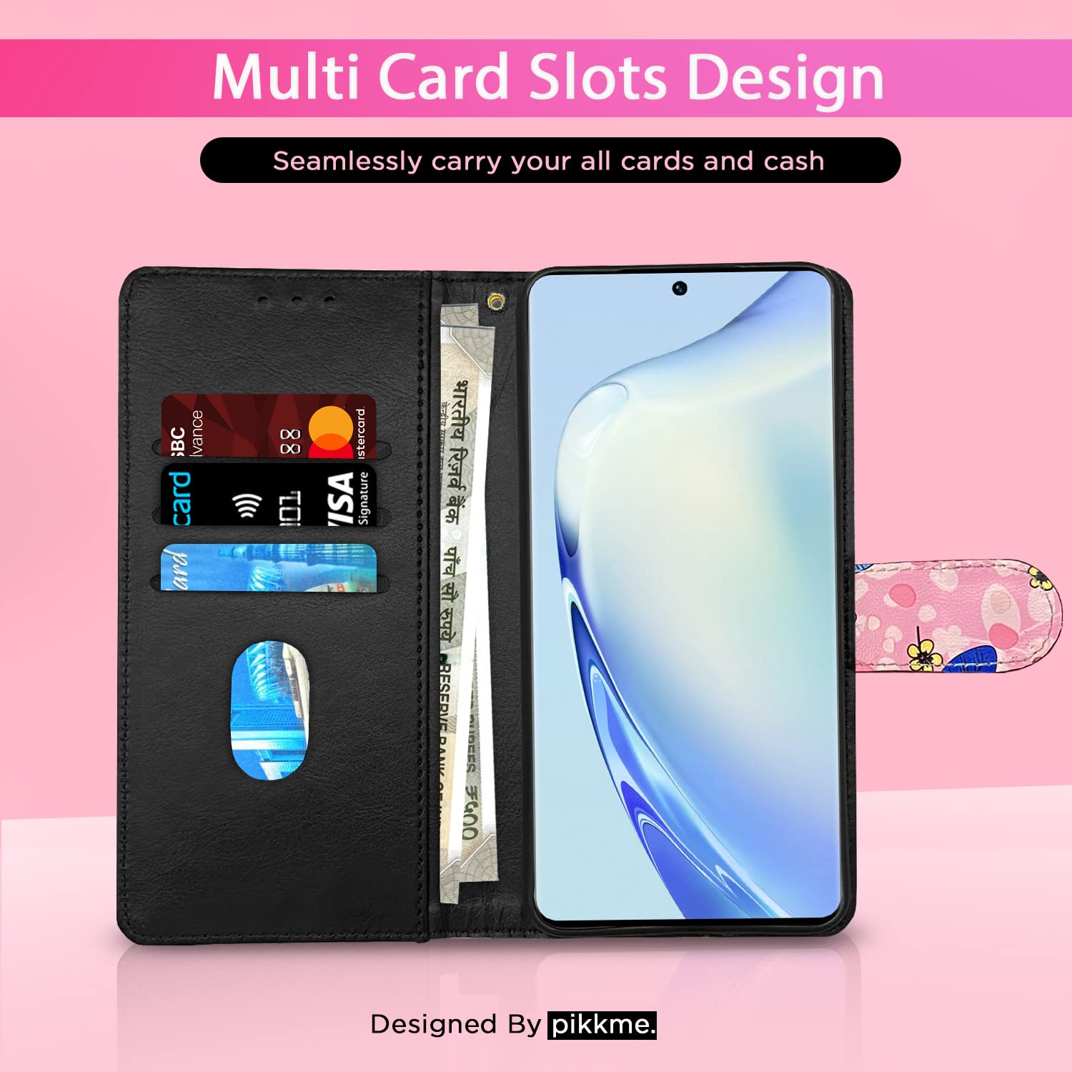 Vivo V27/V27 Pro 5G flip case in pink flower by Pikkme – photo 2