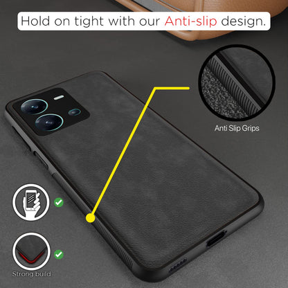 Vivo V25 5G Leather mobile back cover in grey by Pikkme – photo 2