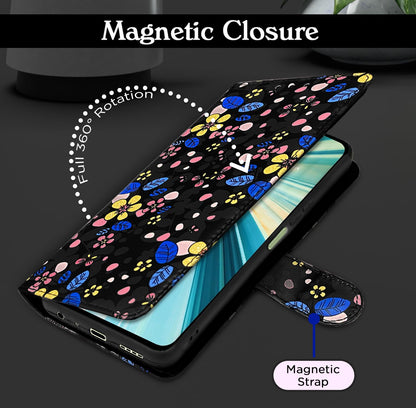 Pikkme Itel P55 5G black flower flip cover – photo 3