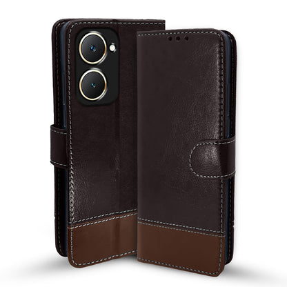 Pikkme coffee & brown wallet flip cover for Vivo Y03 4G