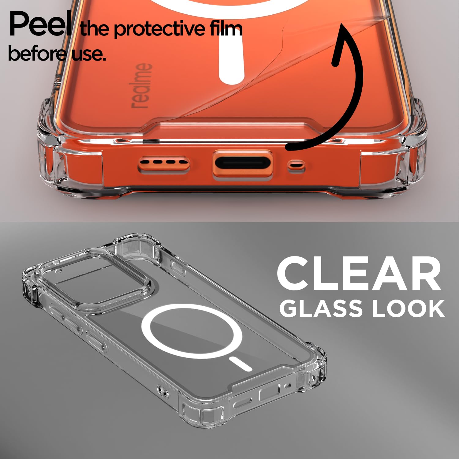 Transparent mag-safe MagSafe mobile back cover for Realme P4 Power 5G – Pikkme – photo 3