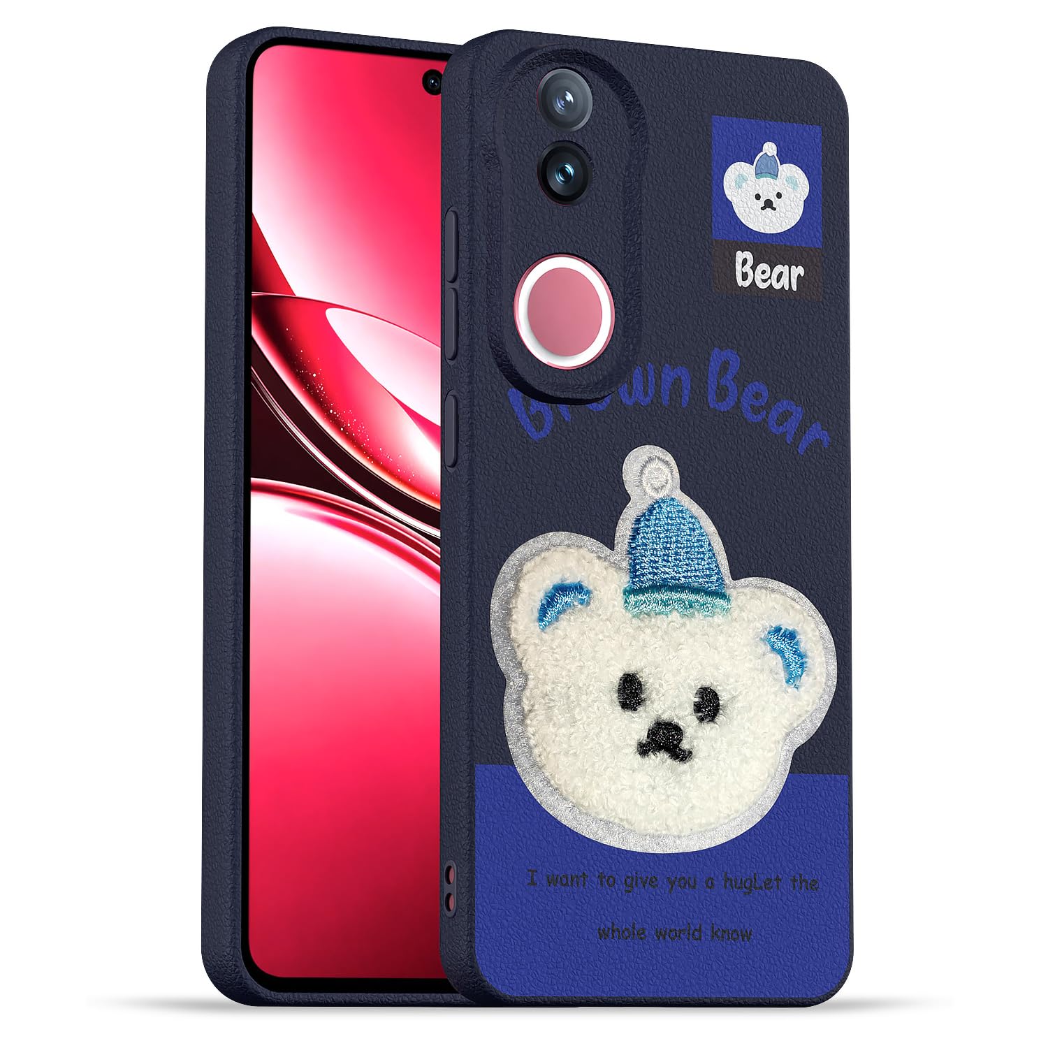 Blue Plush Patch mobile cover for iQOO Z10R/Vivo V50/V50e/T4R 5G – Pikkme