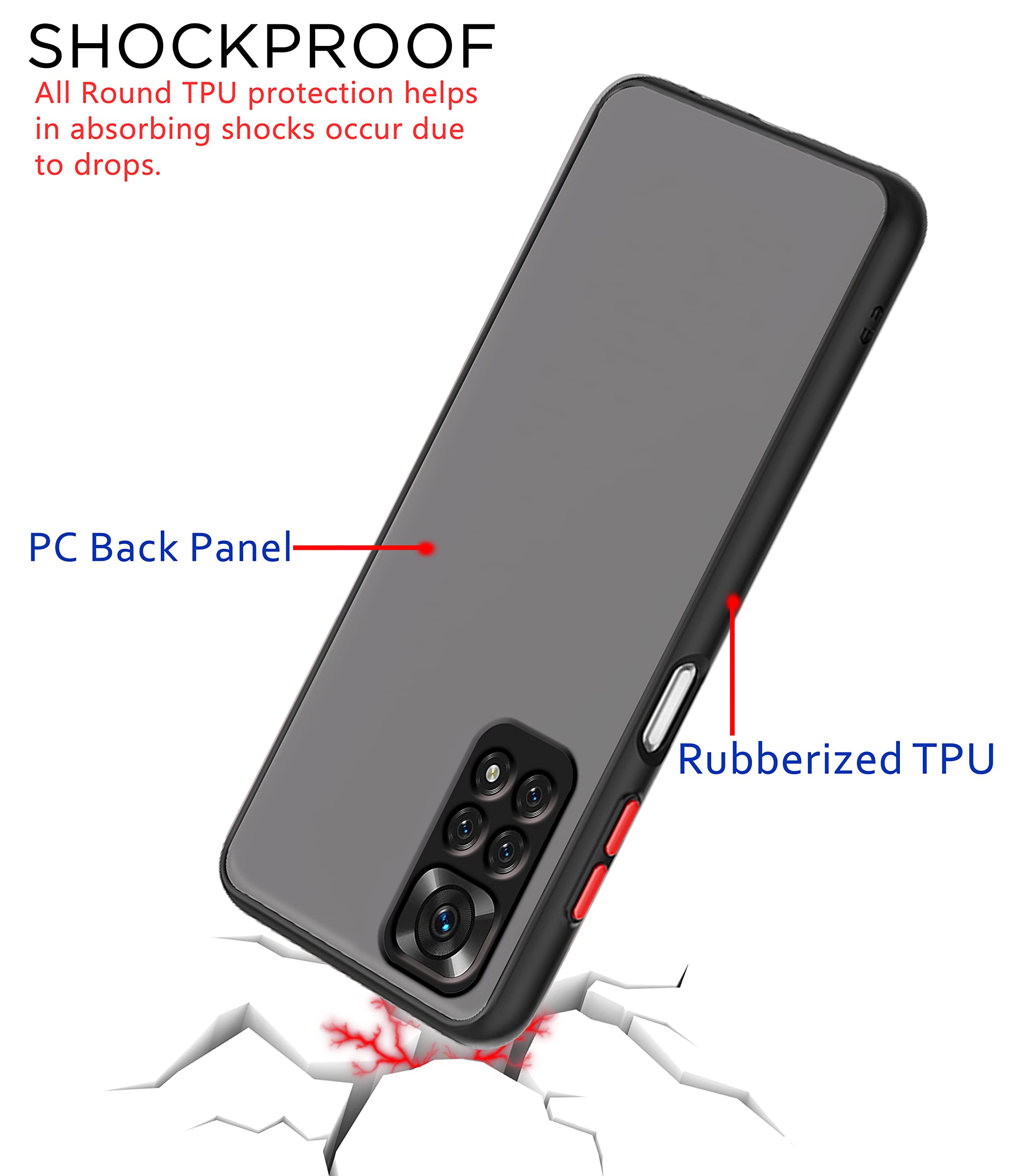 Pikkme Redmi Note 11/Note 11s Hybrid black mobile back cover – photo 4