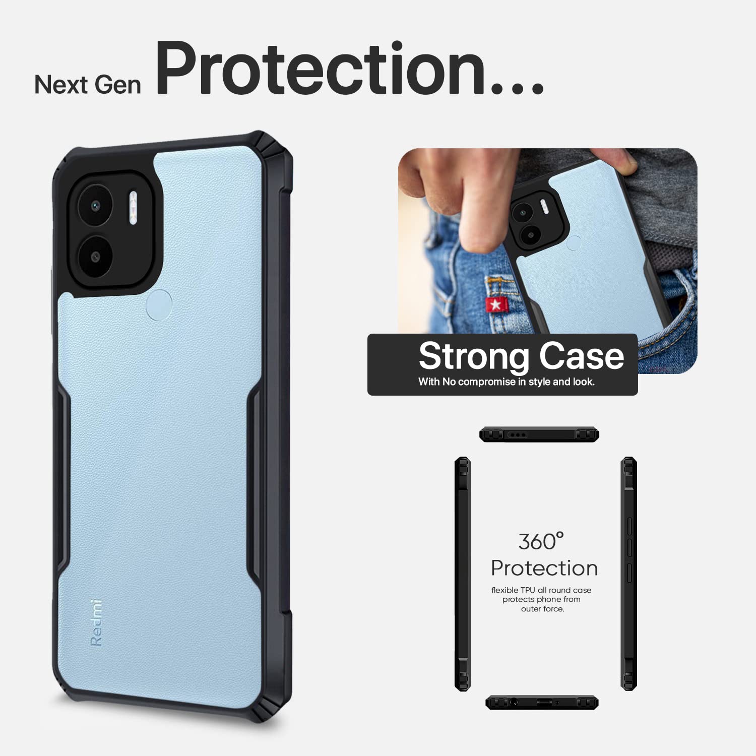 Poco C51/Redmi A1 Plus/Redmi A2 Plus/C50 phone cover in black by Pikkme – photo 6