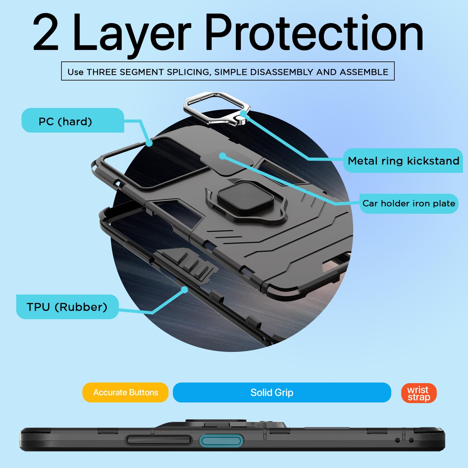 Pikkme Redmi Note 13 5G D5 Tough Armor black mobile cover – photo 4