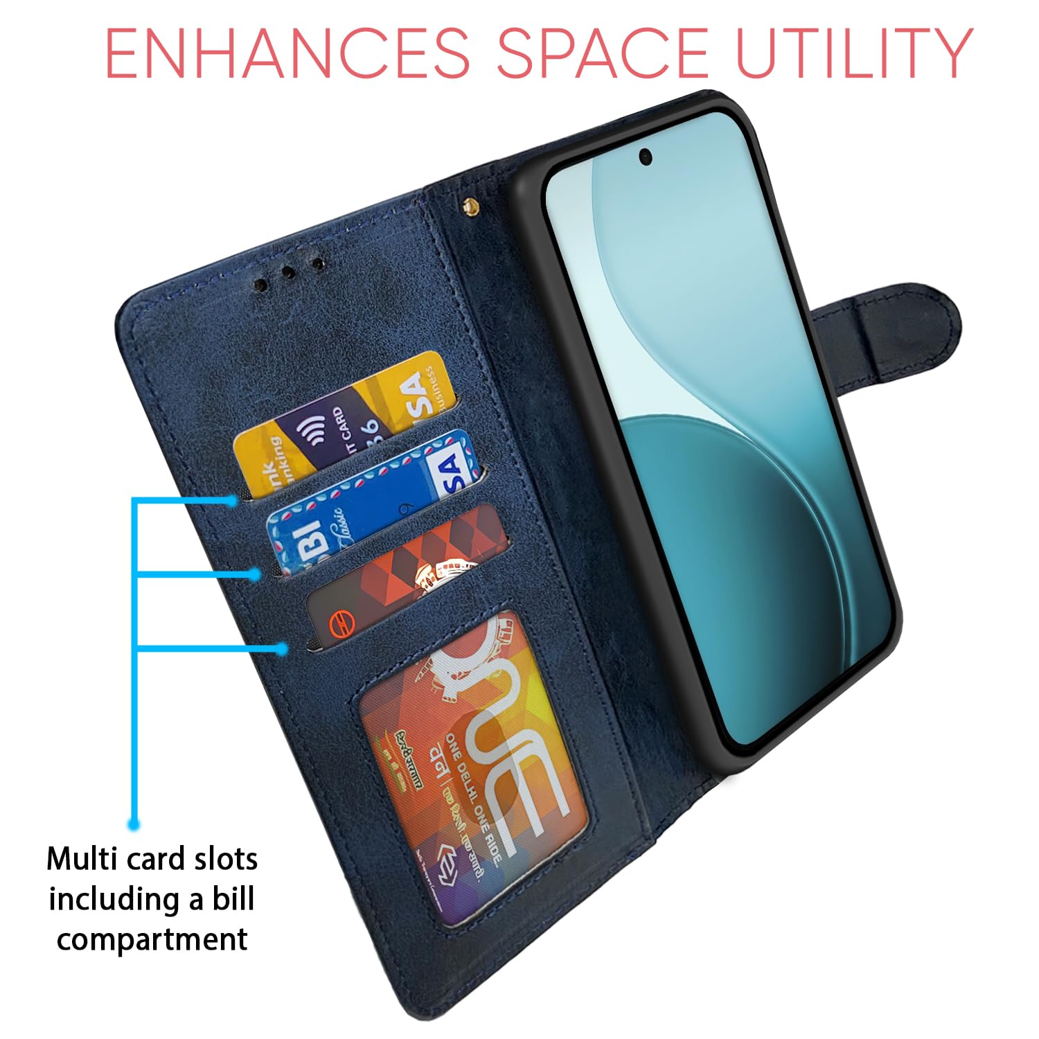 Pikkme Redmi A7 Pro/Poco C85x 5G/C81 Magnetic navy & light blue wallet flip cover – photo 5