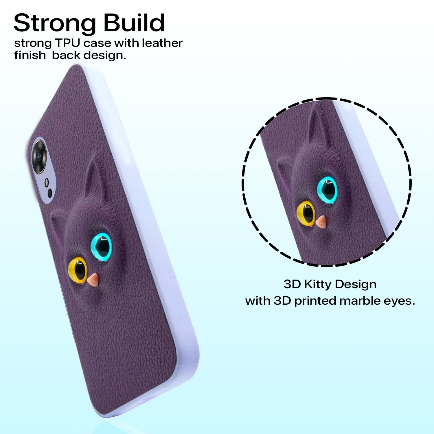 Oppo A17 Cat back cover in purple by Pikkme – photo 2