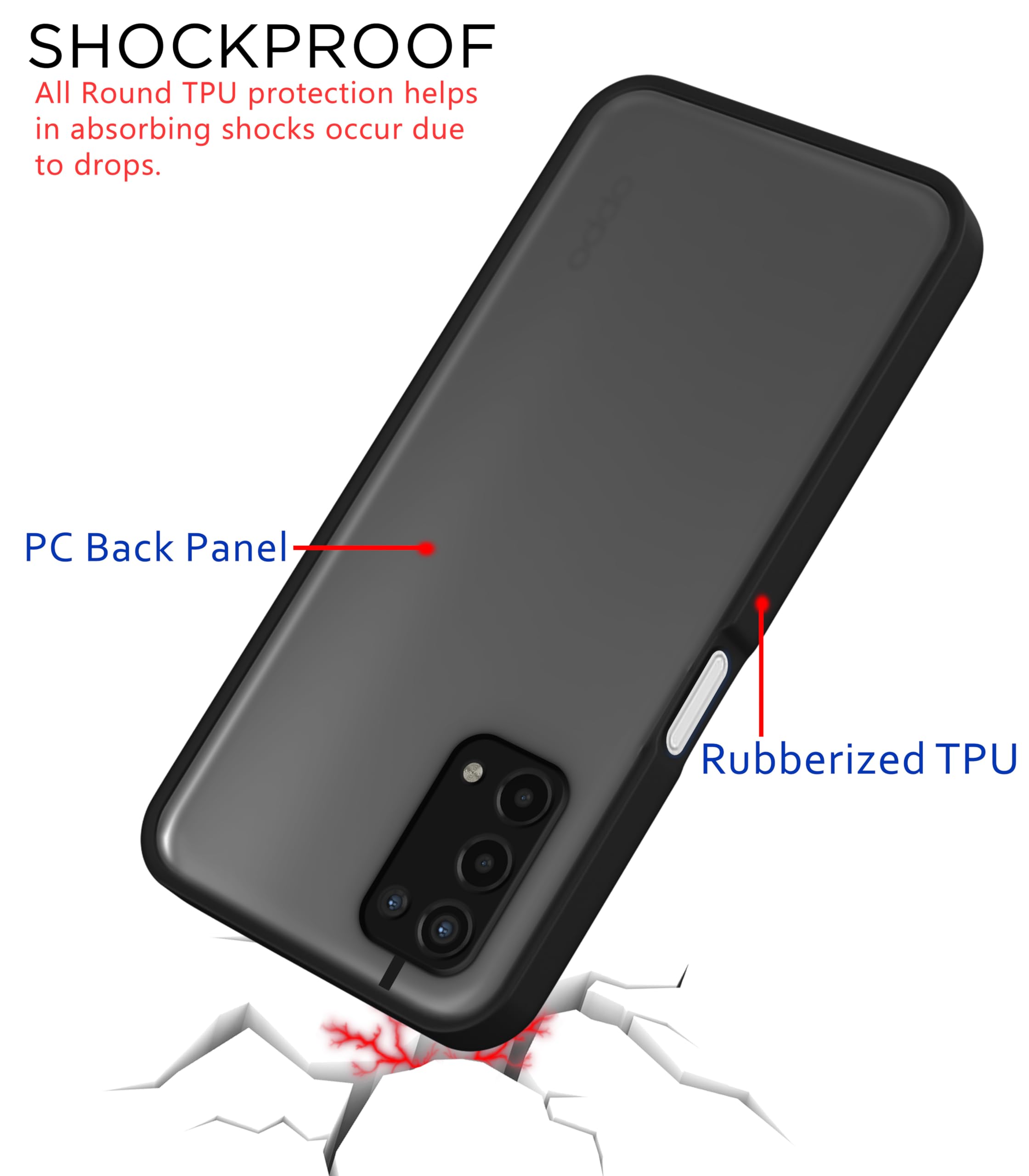 Oppo A74 5G Matte back cover in black by Pikkme – photo 5