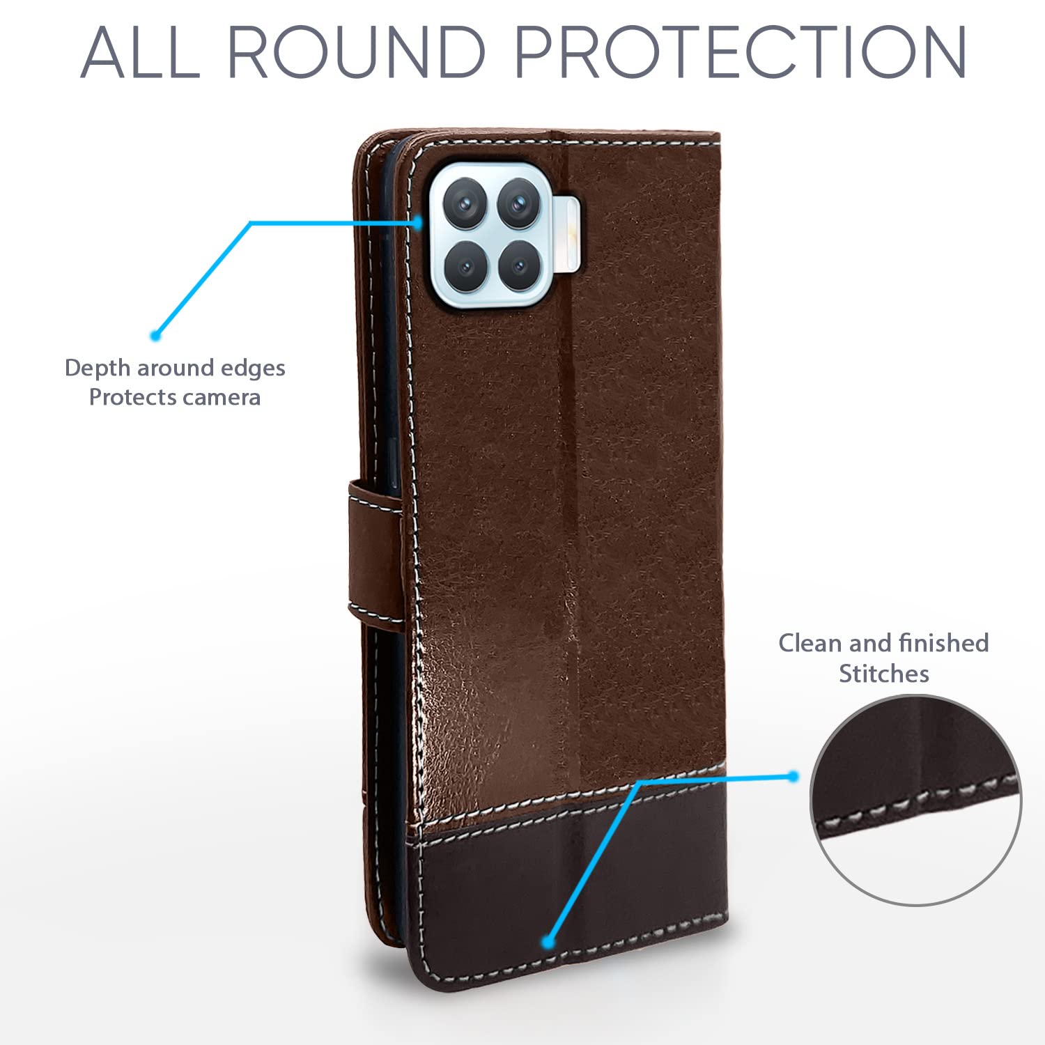 Brown & coffee Magnetic wallet flip cover for Oppo F17 Pro – Pikkme – photo 4