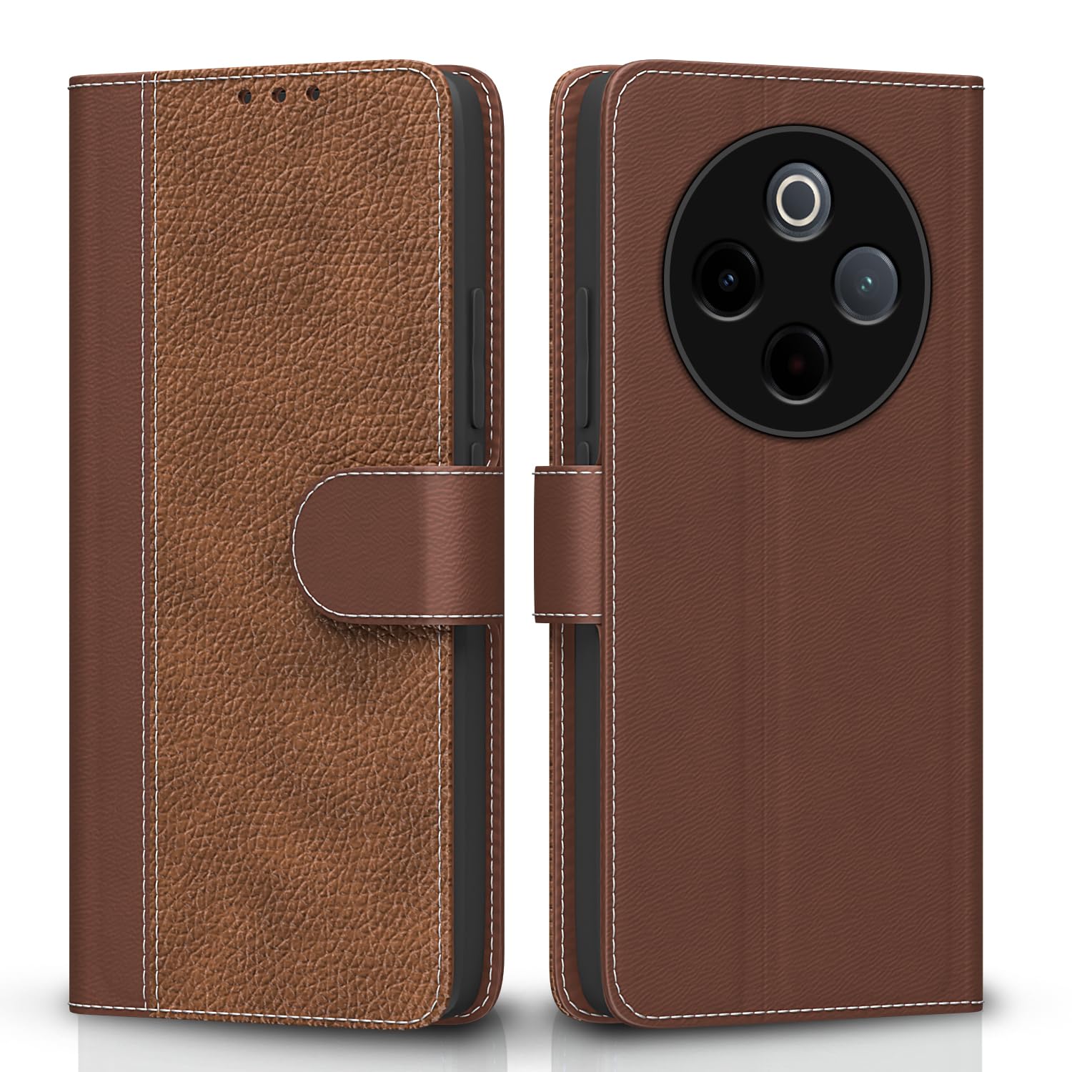  Vivo T4 5G / iQoo Z10 5G Contrast Flip Cover  - Tan
