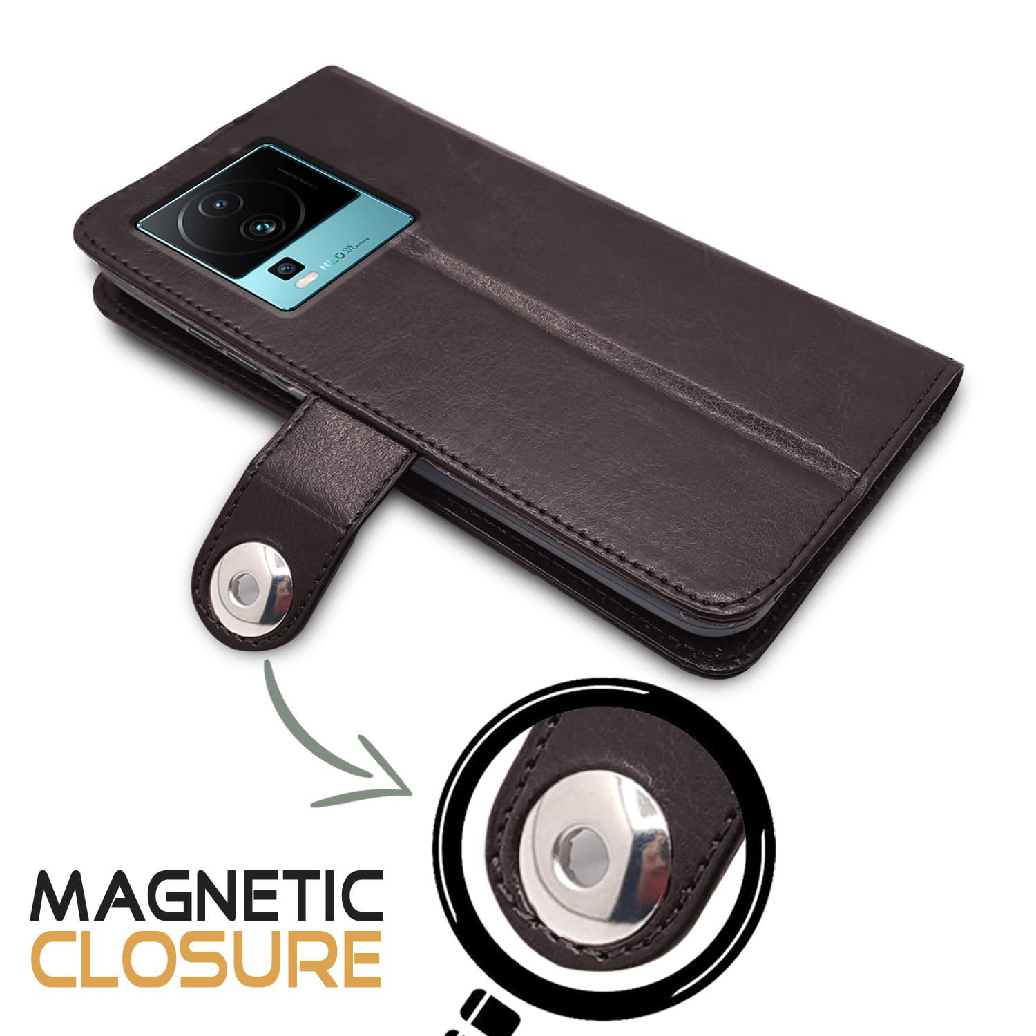 Pikkme iQOO Neo 7 Pro 5G coffee flip cover – photo 4