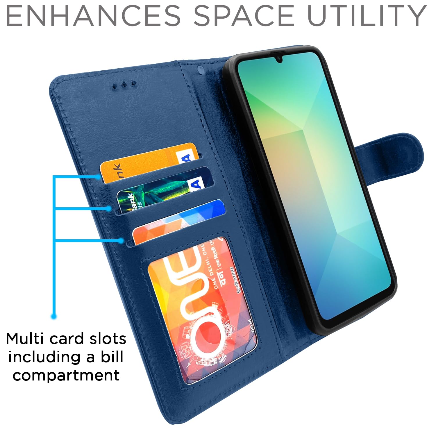 Pikkme blue Wallet mobile flip cover for Samsung A06 – photo 3