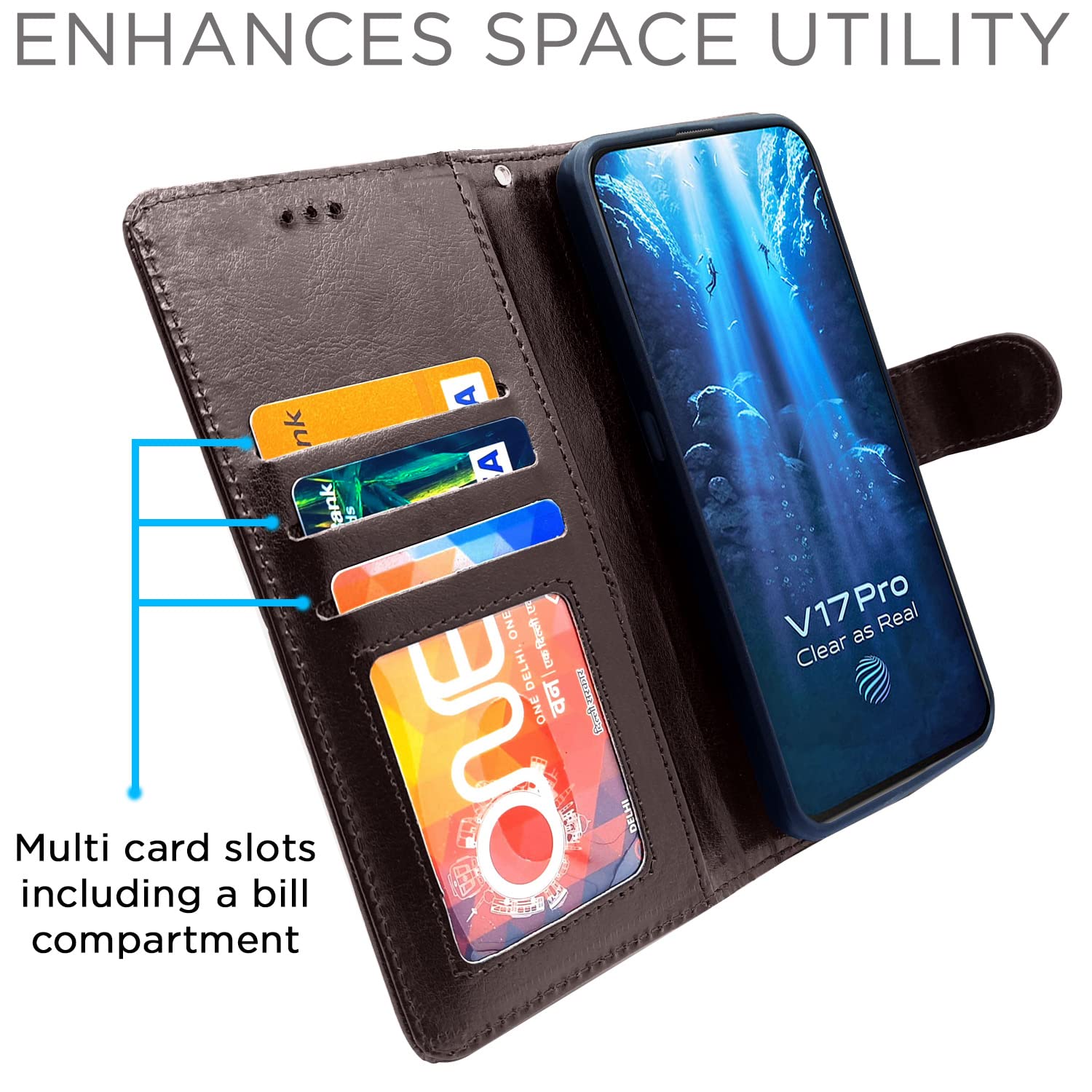 Vivo V17 Pro mobile flip cover in coffee by Pikkme – photo 3