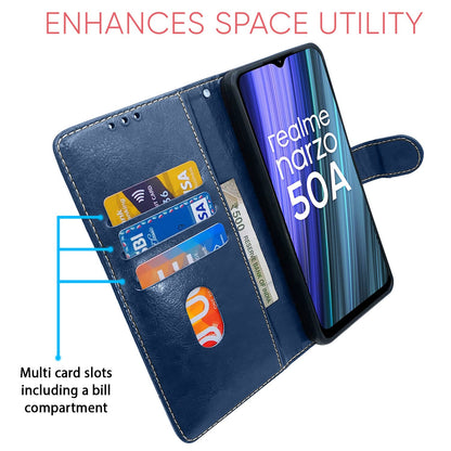 Pikkme blue & brown flip cover for Realme Narzo 50A – photo 3