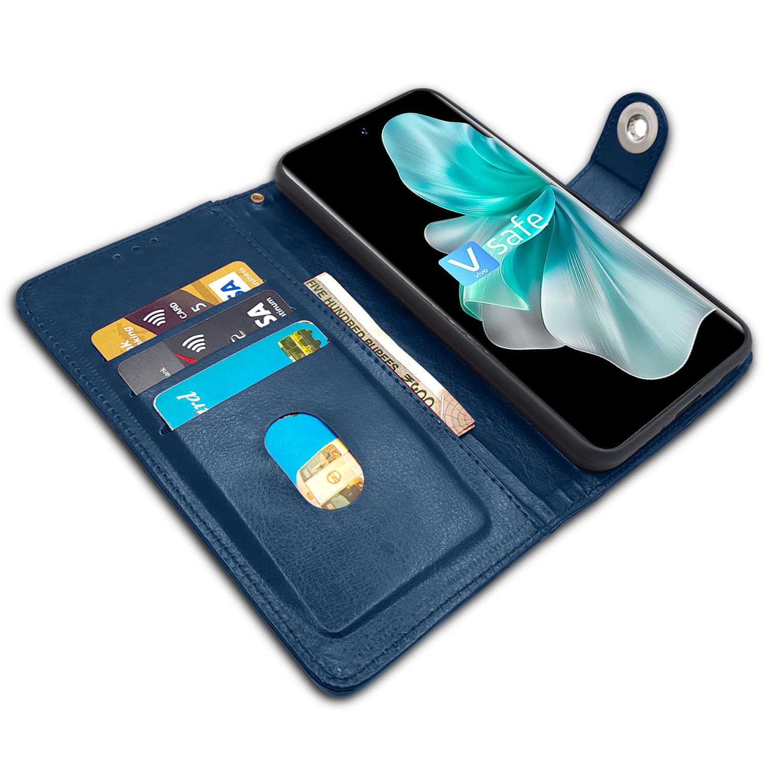 Pikkme Vivo V30 5G Button blue flip case – photo 3