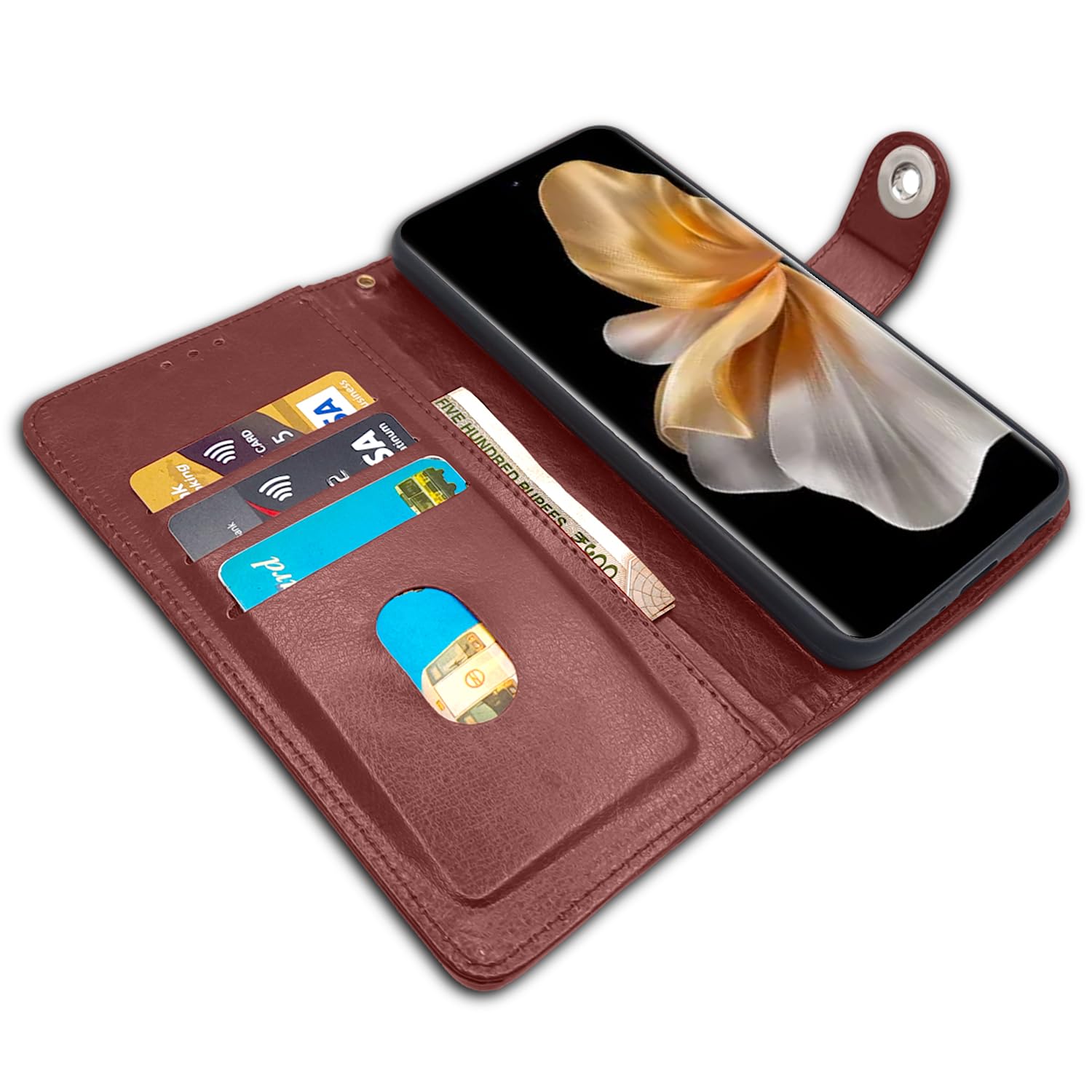 Brown Button mobile flip cover for Vivo V30 Pro 5G – Pikkme – photo 3