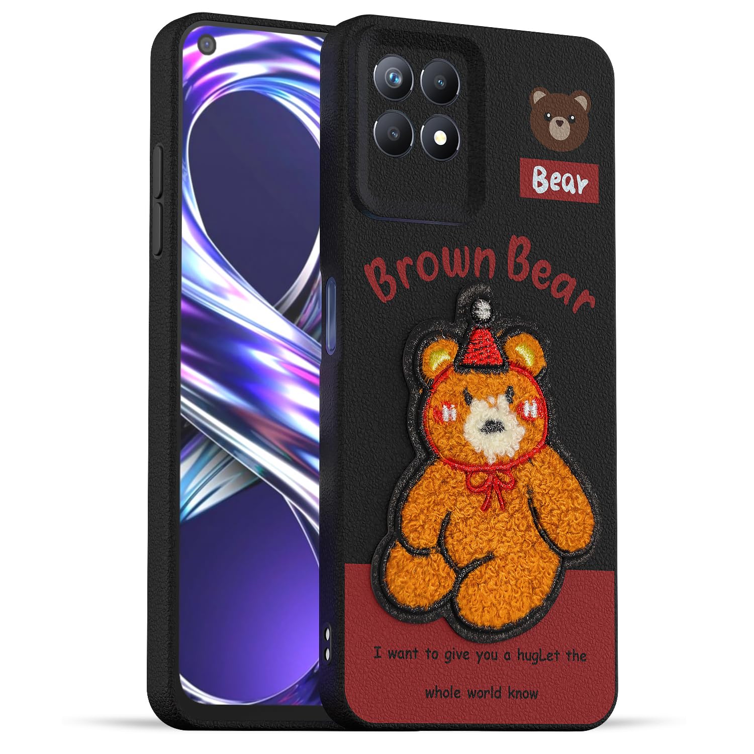 Pikkme Realme Narzo 50/8i 4G Plush Patch cherry back cover