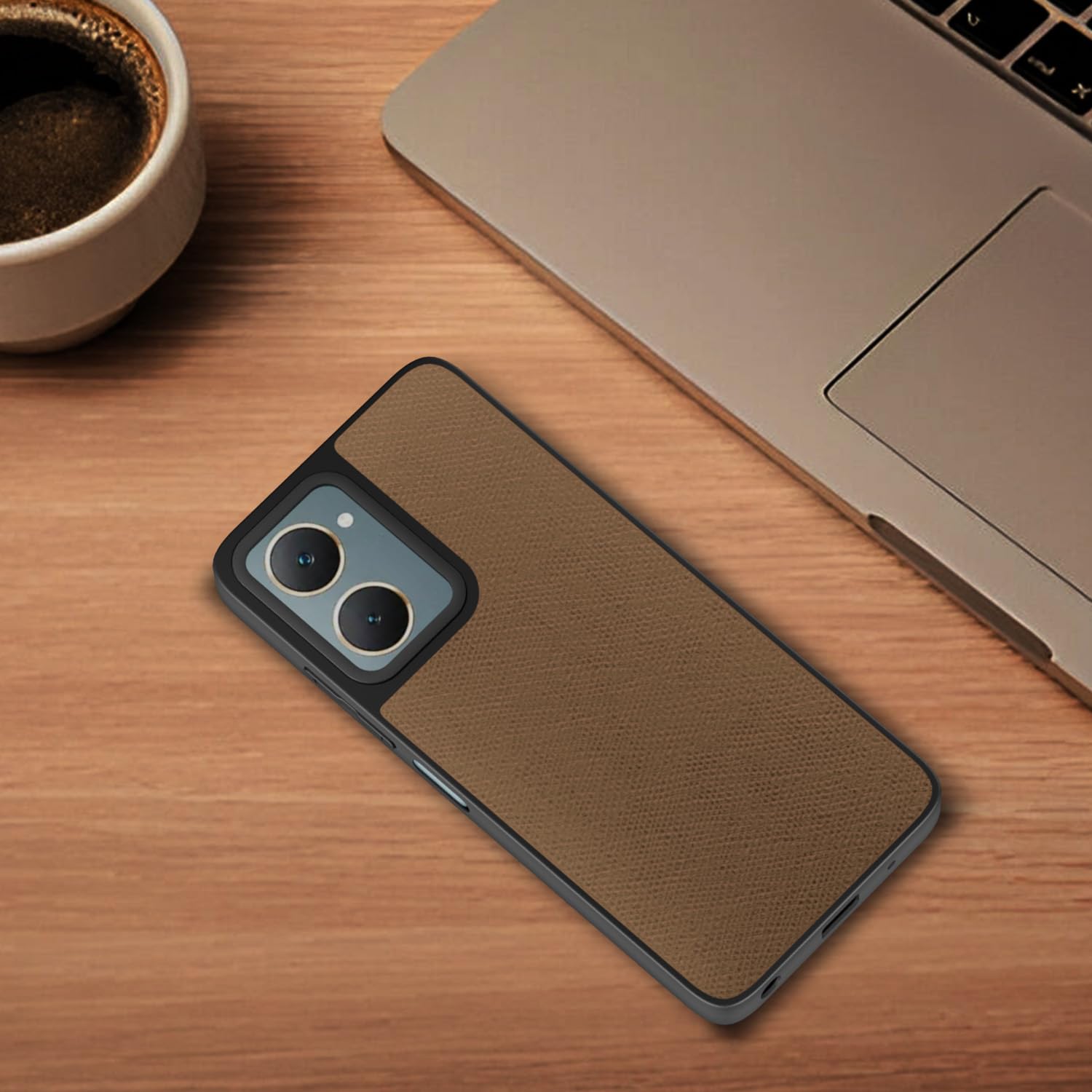 Pikkme tan Leatherback mobile cover for iQOO Z9 Lite 5G/Vivo T3 Lite 5G/Vivo Y18/Y18e/Y03 – photo 4