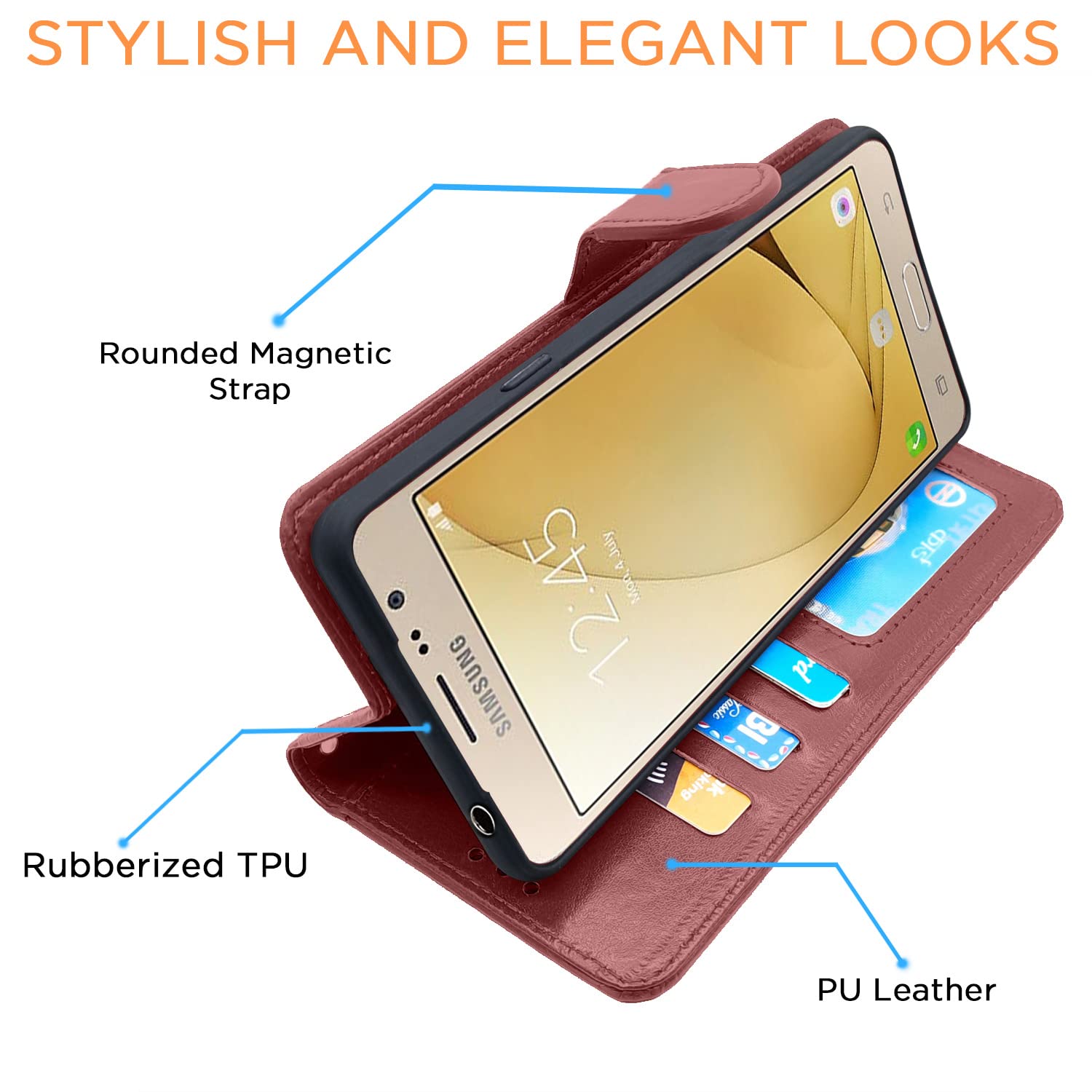 Pikkme  Samsung Galaxy J2 2016 Vintage  Flip Cover  (Brown)