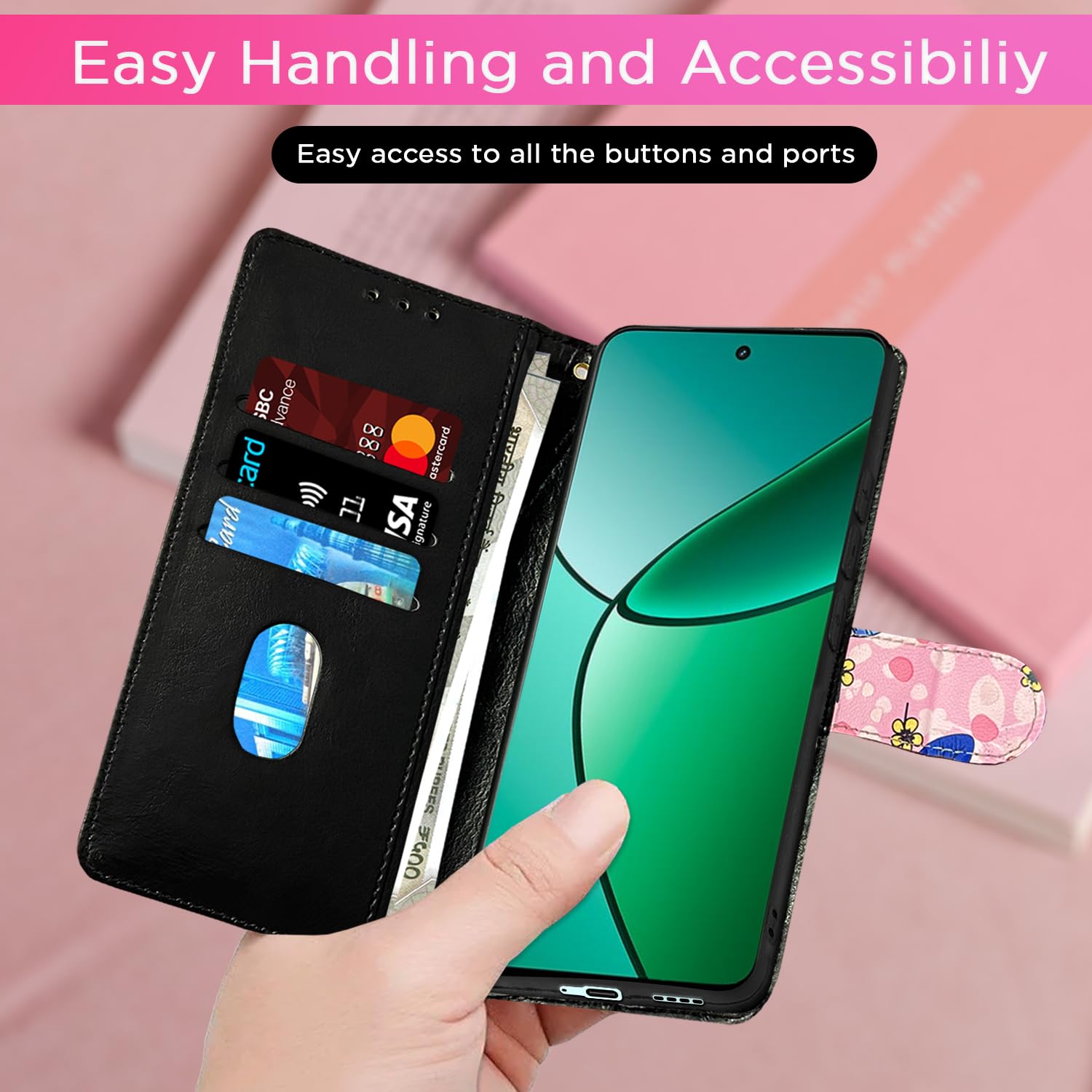 Pikkme pink flower Wallet flip case for Realme 12 Plus/P1/Narzo 70/70 Pro 5G – photo 7