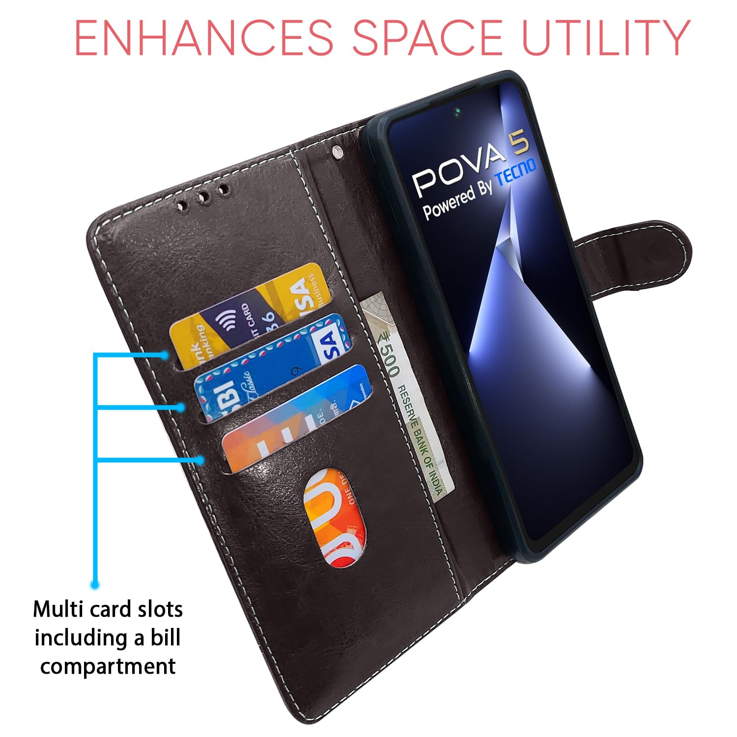 Pikkme Tecno Pova 5/Pova 5 Pro 5G Magnetic coffee & brown flip cover – photo 4