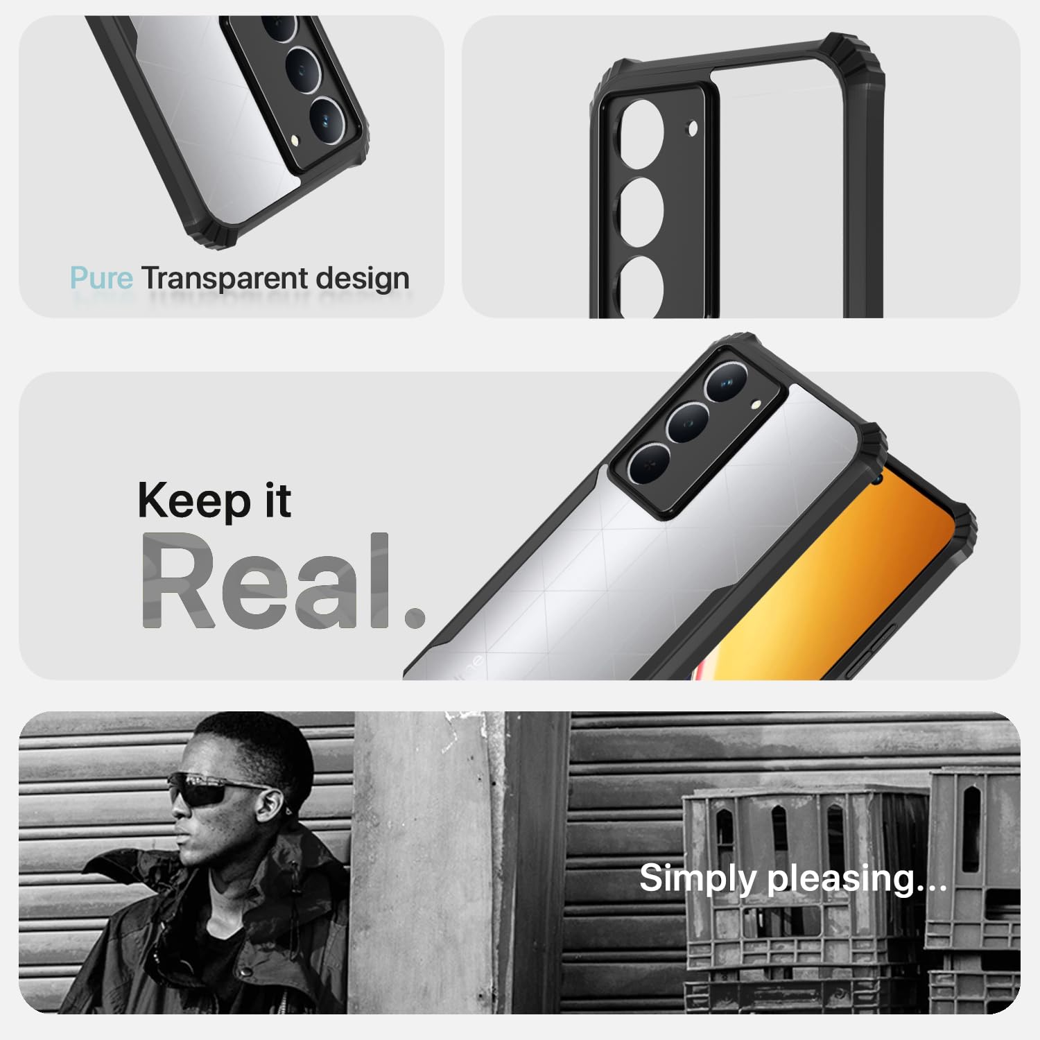 Black Clear phone cover for Realme Narzo 80x 5G/P3x 5G/14X 5G Ultra – Pikkme – photo 4